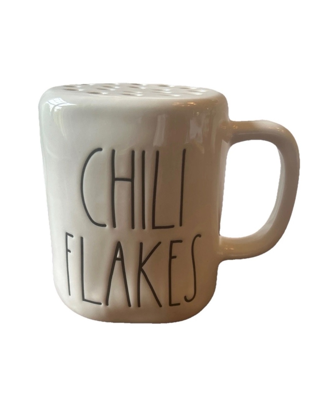 Rae Dunn Artisan Collection Farmhouse CHILI FLAKES Handled Lrg Shaker by Magenta